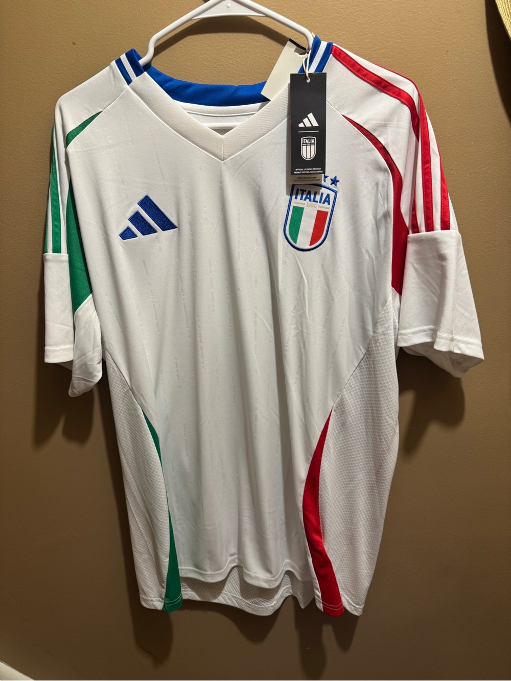 Adidas Italia Men's White Italian Football Jersey